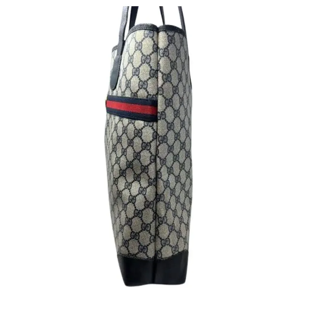 Gucci Bag Shoulder Tote XL Purse GG Logo Monogram Navy Blue Red‎ Ophidia Canvas - Picture 6 of 12